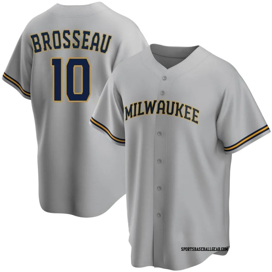 Mike Brosseau Men's Milwaukee Brewers Gray Replica Road Jersey