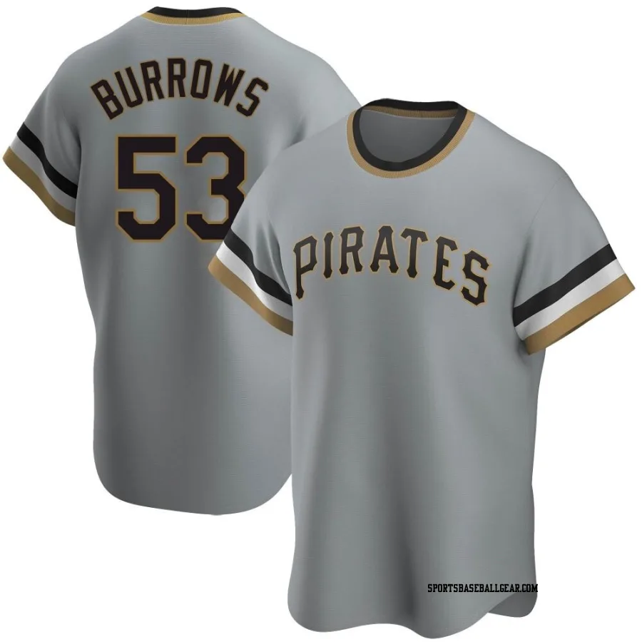 Mike Burrows Men's Pittsburgh Pirates Gray Replica Road Cooperstown Collection Jersey