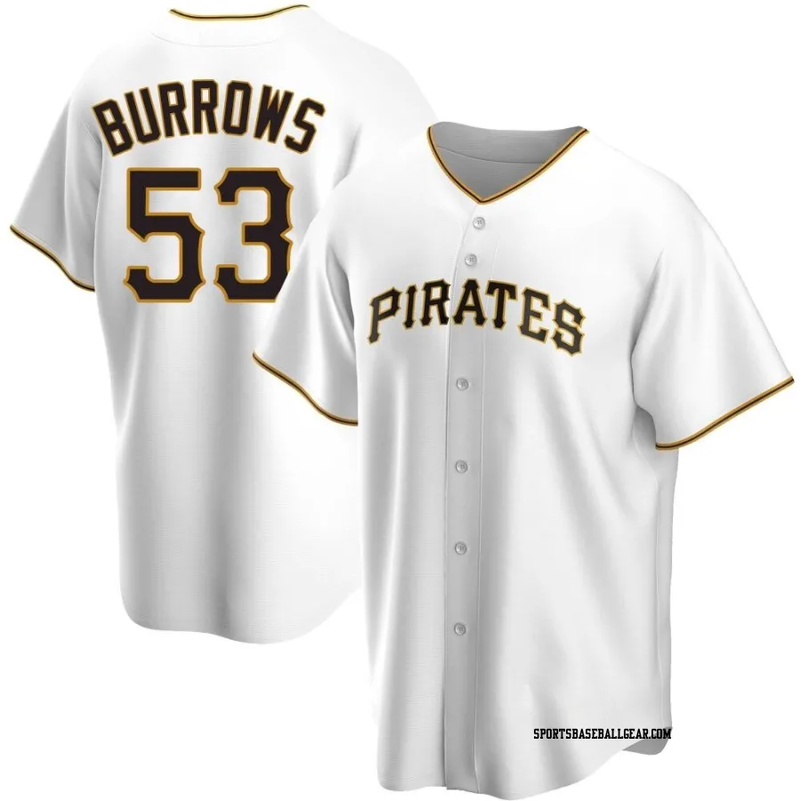 Mike Burrows Youth Pittsburgh Pirates White Replica Home Jersey