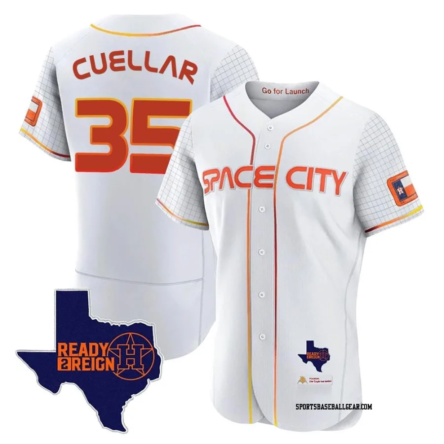 Mike Cuellar Men's Houston Astros White Authentic 2023 Space City Ready 2 Reign Flex Base Jersey