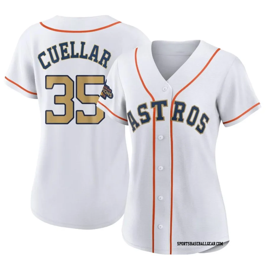 Mike Cuellar Women's Houston Astros Gold Replica White 2023 Collection Jersey