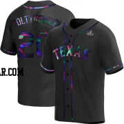 Mike Foltynewicz Men's Texas Rangers Black Holographic Replica Alternate 2023 World Series Jersey