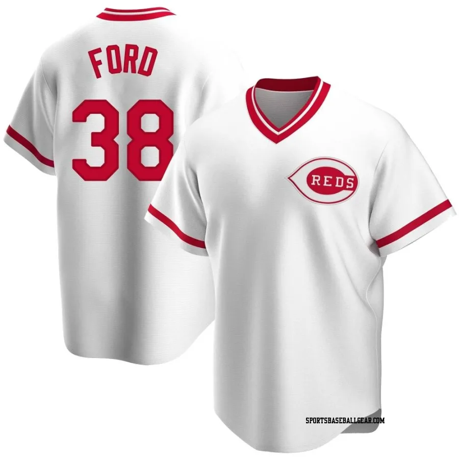 Mike Ford Men's Cincinnati Reds White Replica Home Cooperstown Collection Jersey