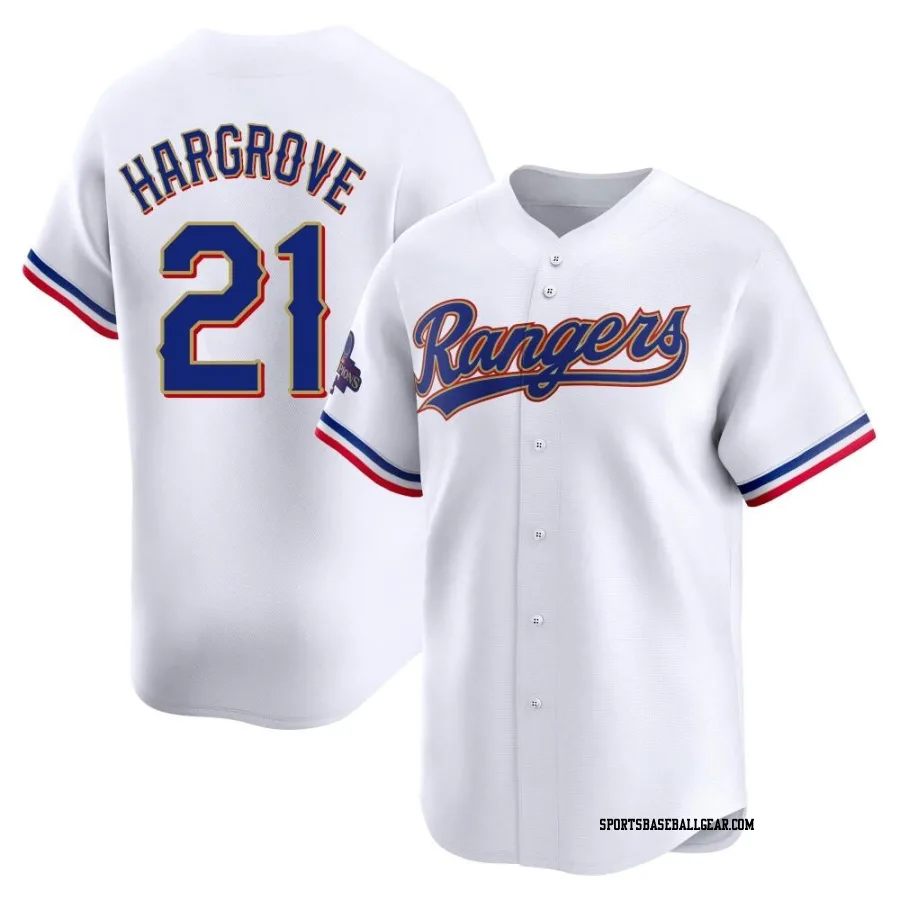 Mike Hargrove Youth Texas Rangers Gold Limited White 2024 Collection Jersey