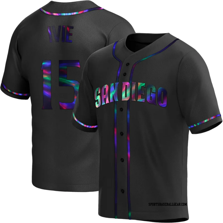 Mike Ivie Men's San Diego Padres Black Holographic Replica Alternate Jersey