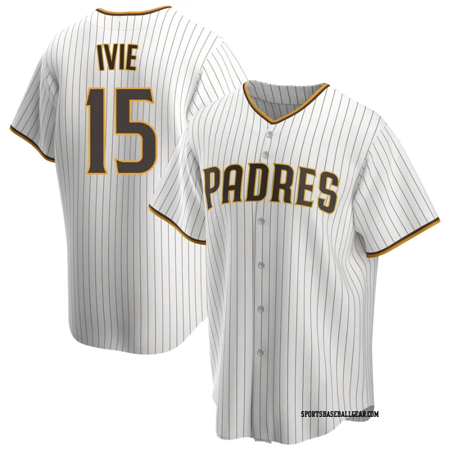 Mike Ivie Men's San Diego Padres White/Brown Replica Home Jersey