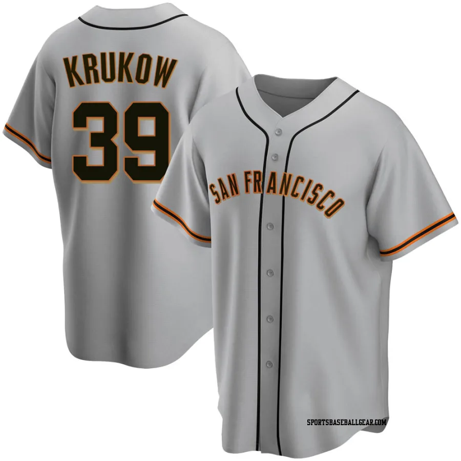 Mike Krukow Men's San Francisco Giants Gray Replica Road Jersey