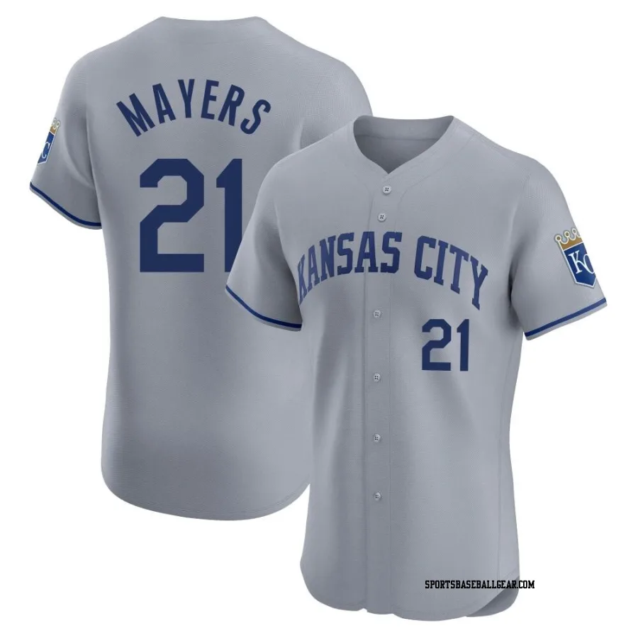 Mike Mayers Men's Kansas City Royals Gray Elite Road Jersey