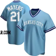 Mike Mayers Men's Kansas City Royals Light Blue Replica Road Cooperstown Collection Jersey