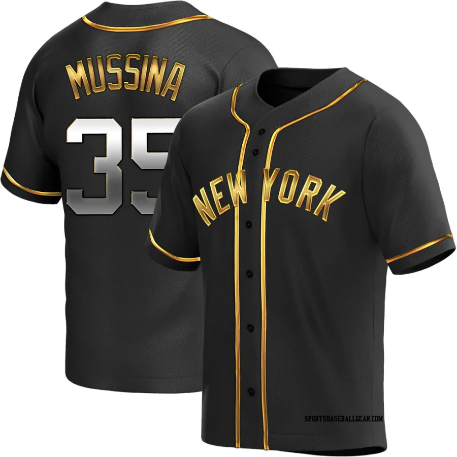 Mike Mussina Men's New York Yankees Black Golden Replica Alternate Jersey