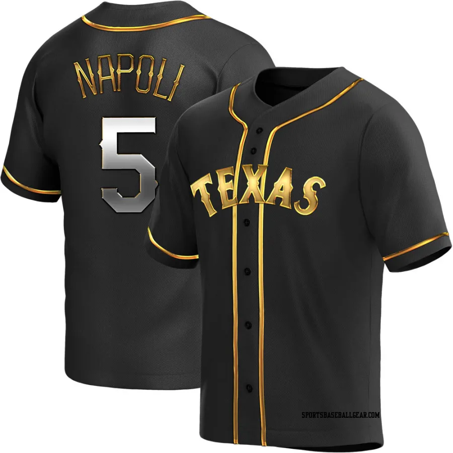 Mike Napoli Men's Texas Rangers Black Golden Replica Alternate Jersey