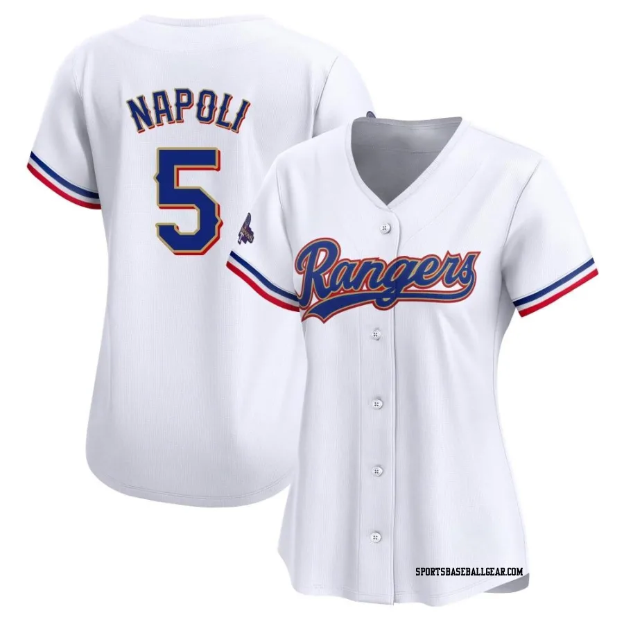 Mike Napoli Women's Texas Rangers Gold Limited White 2024 Collection Jersey