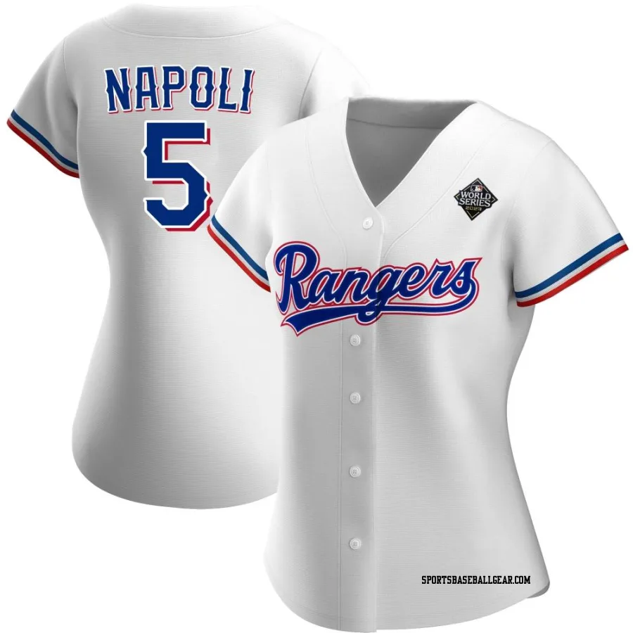 Mike Napoli Women's Texas Rangers White Authentic Home 2023 World Series Jersey