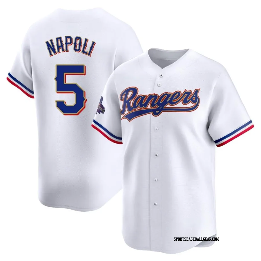 Mike Napoli Youth Texas Rangers Gold Limited White 2024 Collection Jersey