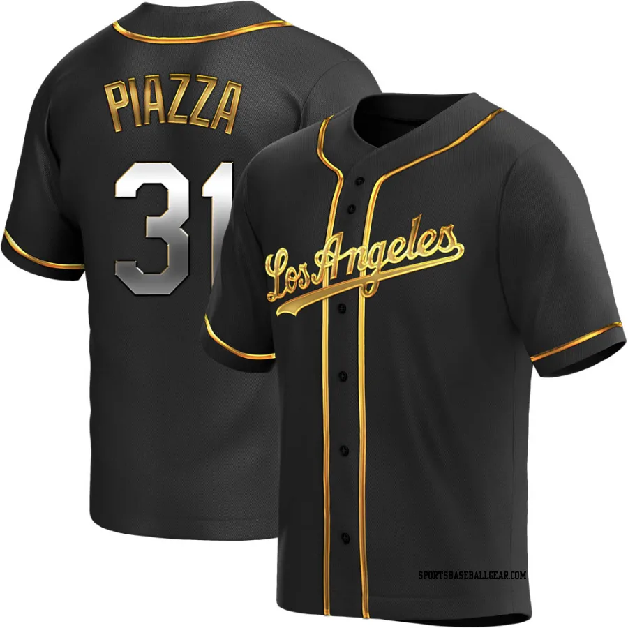 Mike Piazza Men's Los Angeles Dodgers Black Golden Replica Alternate Jersey