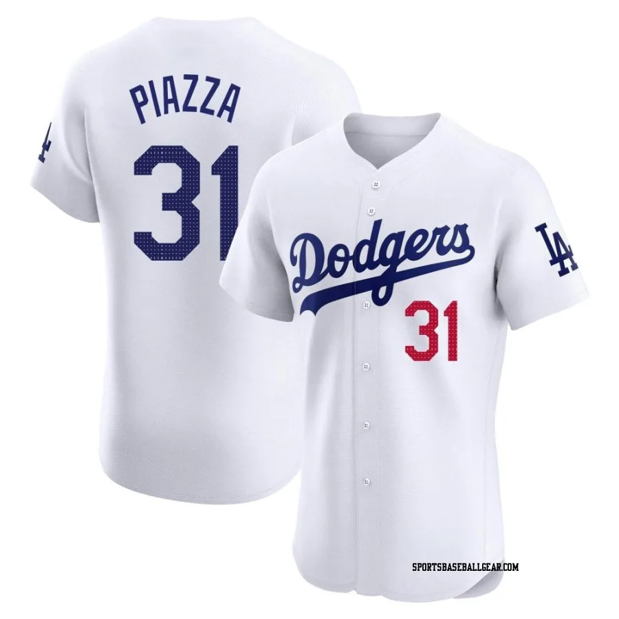 Mike Piazza Men's Los Angeles Dodgers White Elite Home Jersey