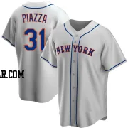 Mike Piazza Men's New York Mets Gray Replica Road Jersey