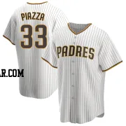 Mike Piazza Men's San Diego Padres White/Brown Replica Home Jersey