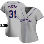 Mike Piazza Women's New York Mets Gray Authentic Road Jersey