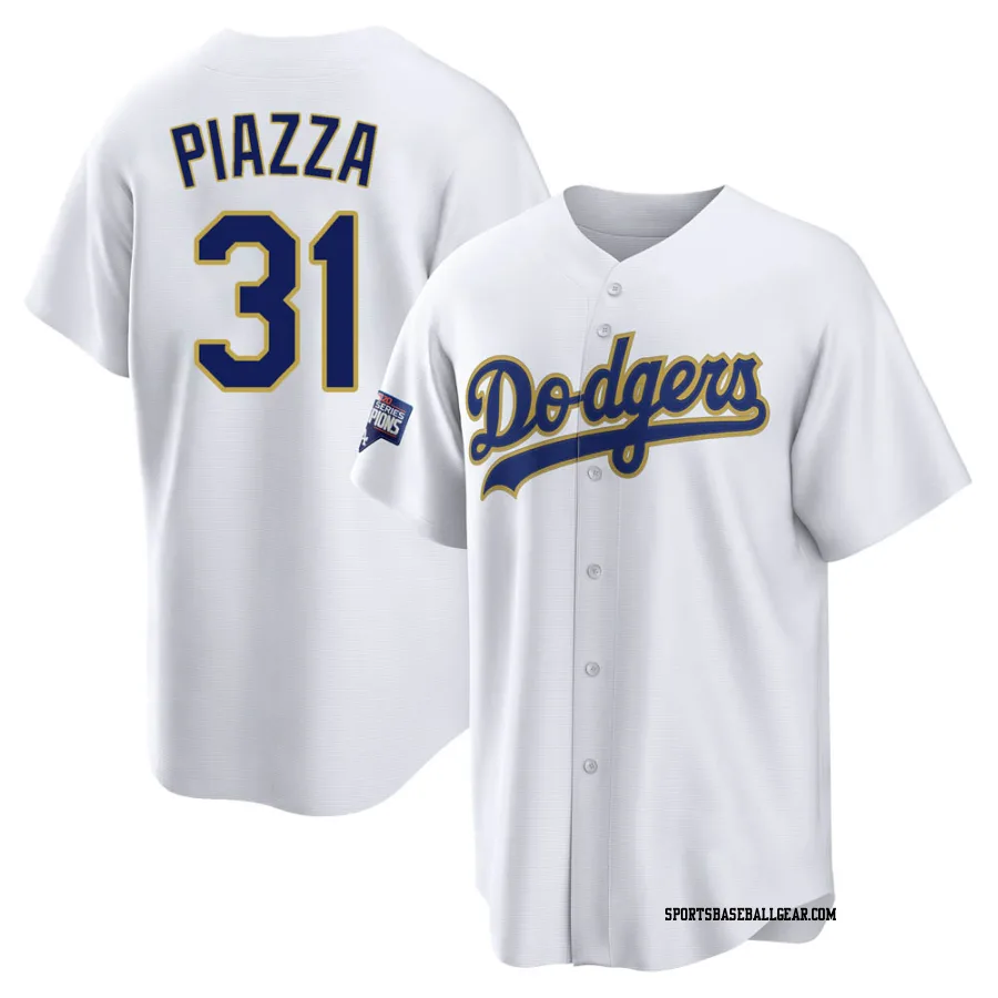 Mike Piazza Youth Los Angeles Dodgers White/Gold Replica 2021 Gold Program Player Jersey