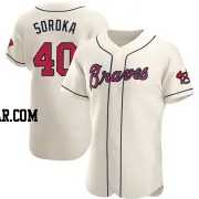 Mike Soroka Men's Atlanta Braves Cream Authentic Alternate Jersey