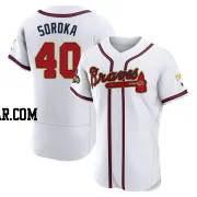 Mike Soroka Men's Atlanta Braves Gold Authentic White 2022 Program Jersey