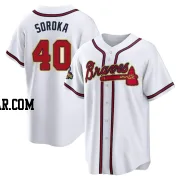 Mike Soroka Men's Atlanta Braves Gold Replica White 2022 Program Jersey