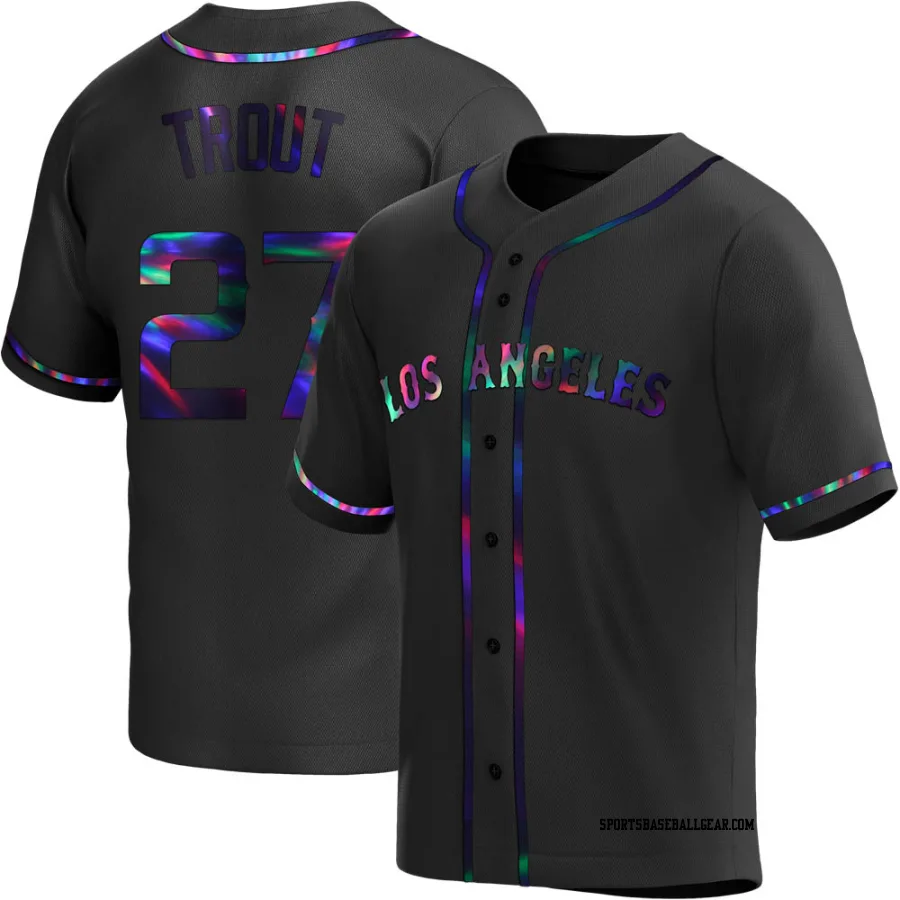 Mike Trout Men's Los Angeles Angels Black Holographic Replica Alternate Jersey