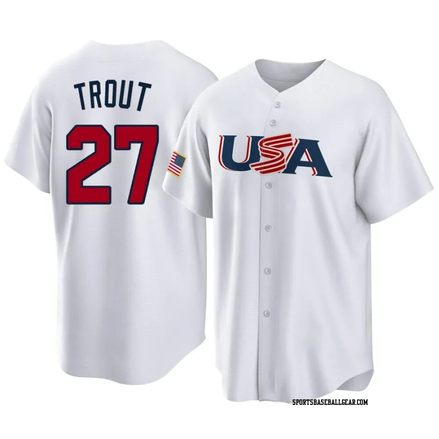 Mike Trout Men's Los Angeles Angels White Replica USA Baseball 2023 World Baseball Classic Jersey