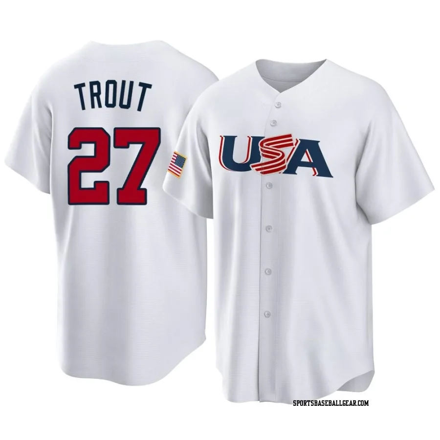 Mike Trout Men's USA Baseball White Replica 2023 World Baseball Classic Jersey