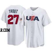 Mike Trout Youth Los Angeles Angels White Replica USA Baseball 2023 World Baseball Classic Jersey