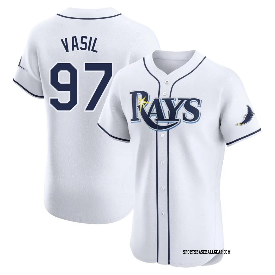 Mike Vasil Men's Tampa Bay Rays White Elite Home Jersey