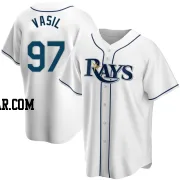 Mike Vasil Men's Tampa Bay Rays White Replica Home Jersey