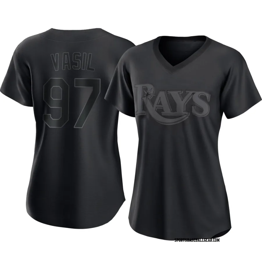 Mike Vasil Women's Tampa Bay Rays Black Authentic Pitch Fashion Jersey