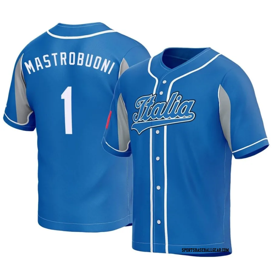 Miles Mastrobuoni Men's Italy Baseball Royal Replica 2023 World Baseball Classic Jersey