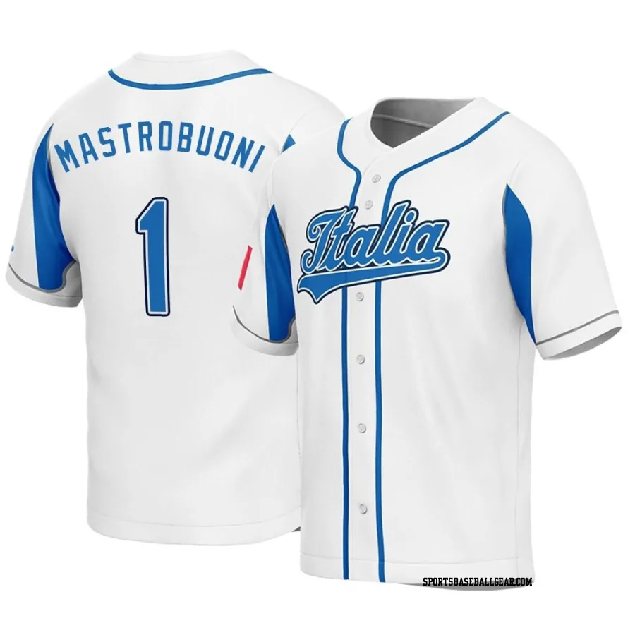 Miles Mastrobuoni Youth Italy Baseball White Replica 2023 World Baseball Classic Jersey