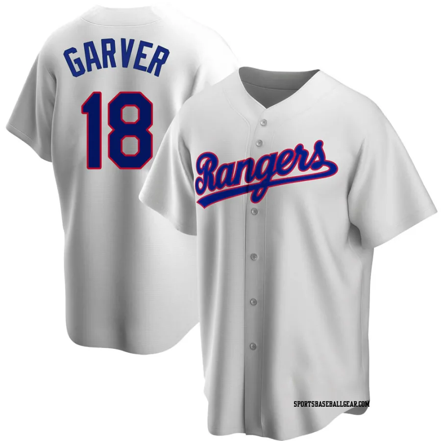 Mitch Garver Men's Texas Rangers White Replica Home Cooperstown Collection Jersey