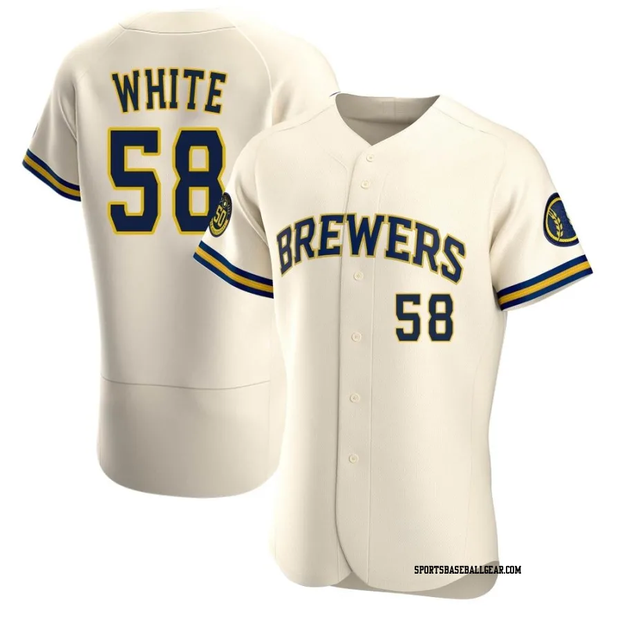 Mitch White Men's Milwaukee Brewers Cream Authentic Home Jersey