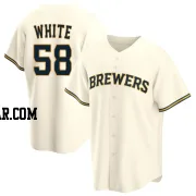 Mitch White Men's Milwaukee Brewers Cream Replica Home Jersey