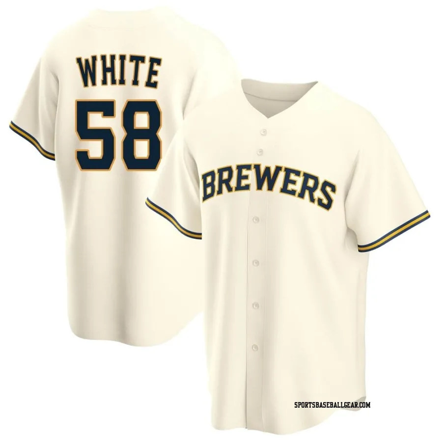 Mitch White Men's Milwaukee Brewers Cream Replica Home Jersey