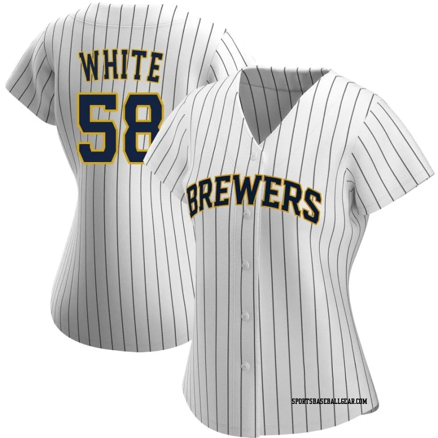 Mitch White Women's Milwaukee Brewers White/Navy Authentic Alternate Jersey