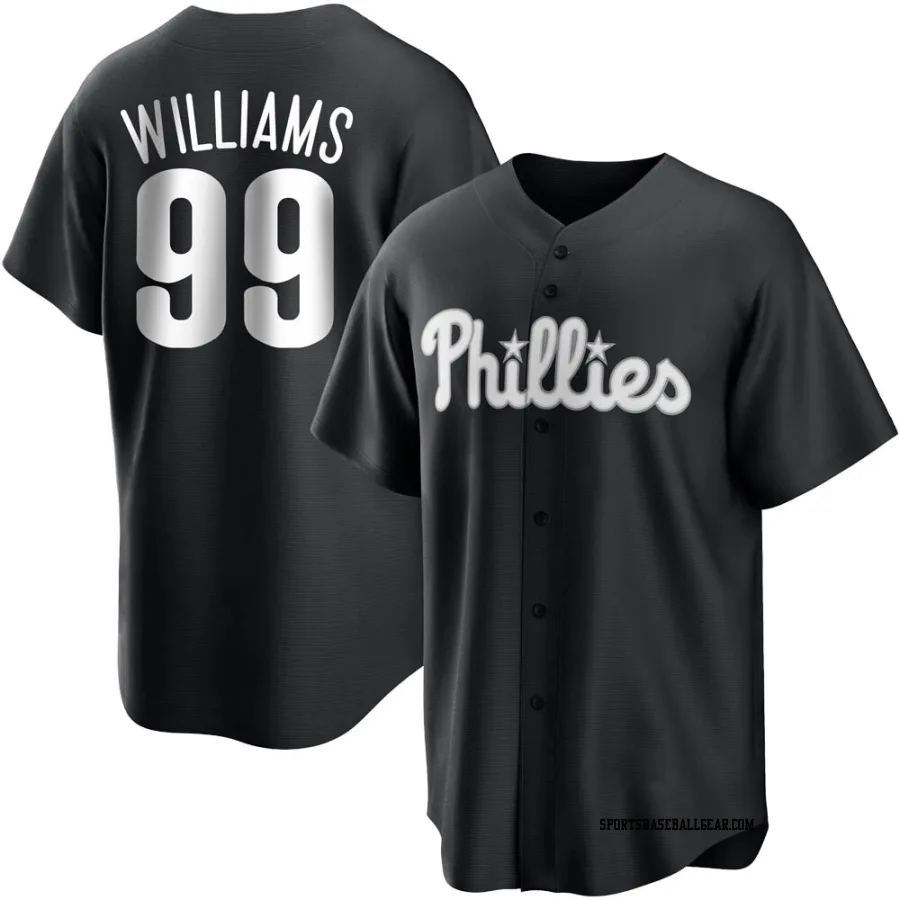 Mitch Williams Men's Philadelphia Phillies Black/White Replica Jersey