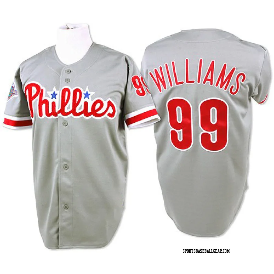 Mitch Williams Men's Philadelphia Phillies Grey Authentic Throwback Jersey