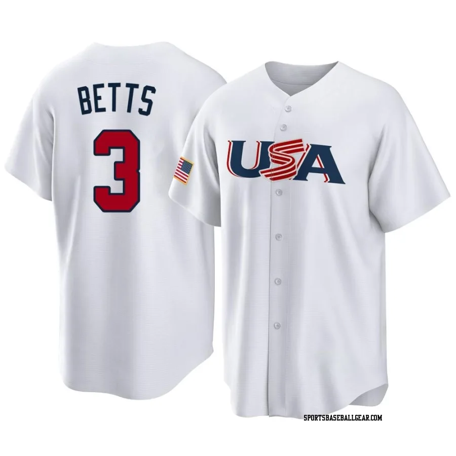 Mookie Betts Men's Los Angeles Dodgers White Replica USA Baseball 2023 World Baseball Classic Jersey