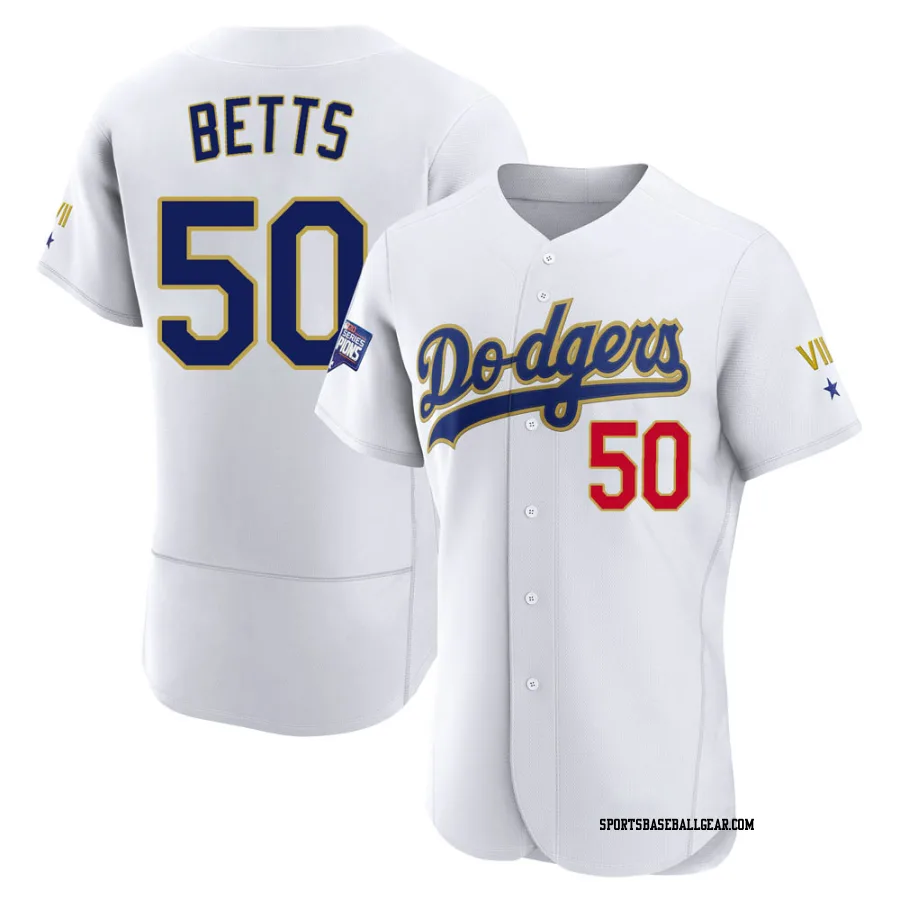 Mookie Betts Men's Los Angeles Dodgers White/Gold Authentic 2021 Gold Program Player Jersey