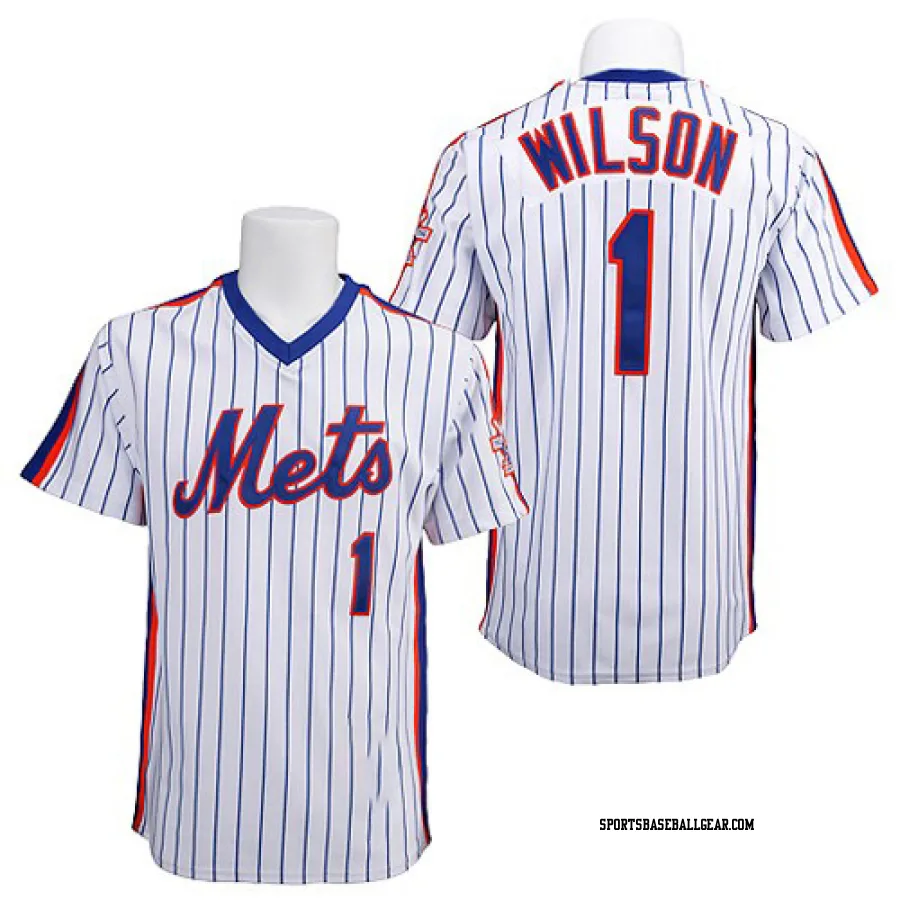 Mookie Wilson Men's New York Mets White/Blue Replica Strip Throwback Jersey