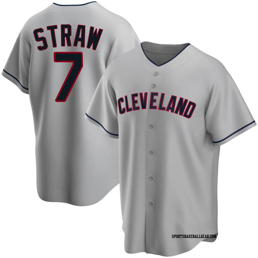 Myles Straw Men's Cleveland Guardians Gray Replica Road Jersey