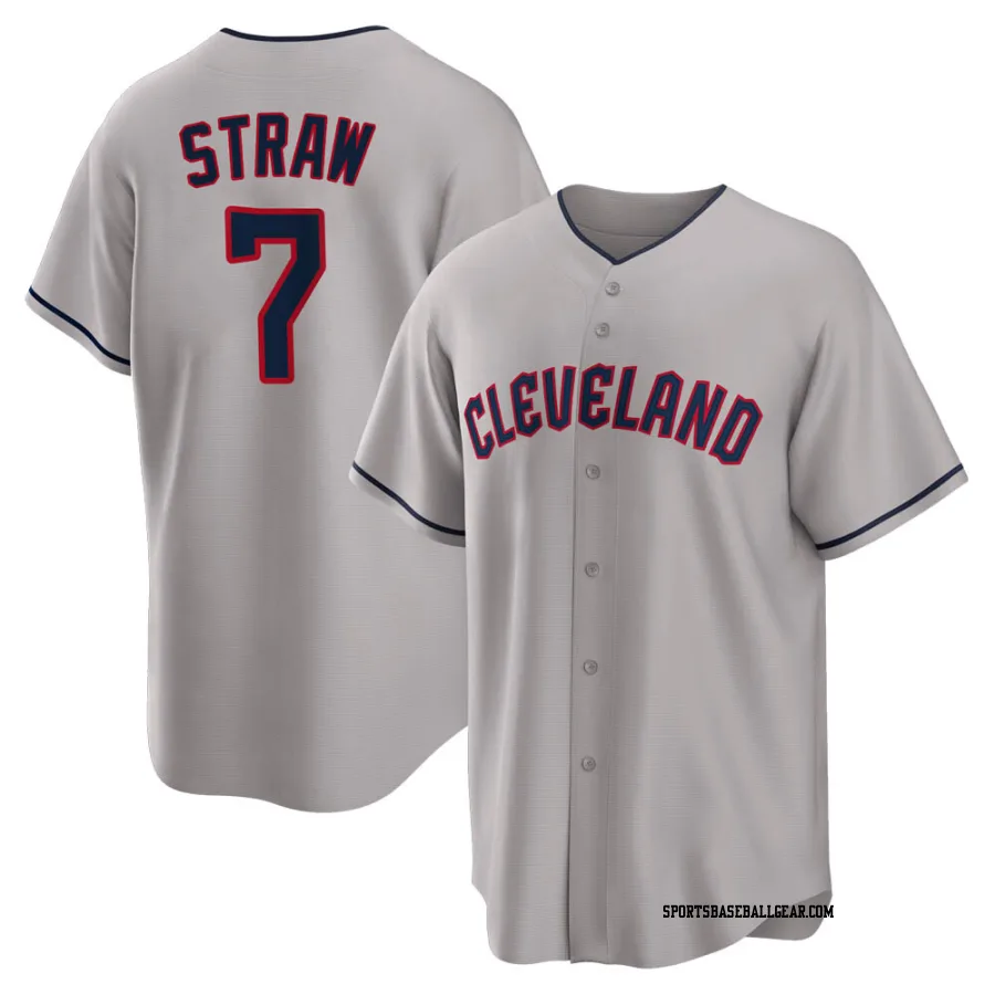 Myles Straw Men's Cleveland Guardians Gray Replica Road Jersey