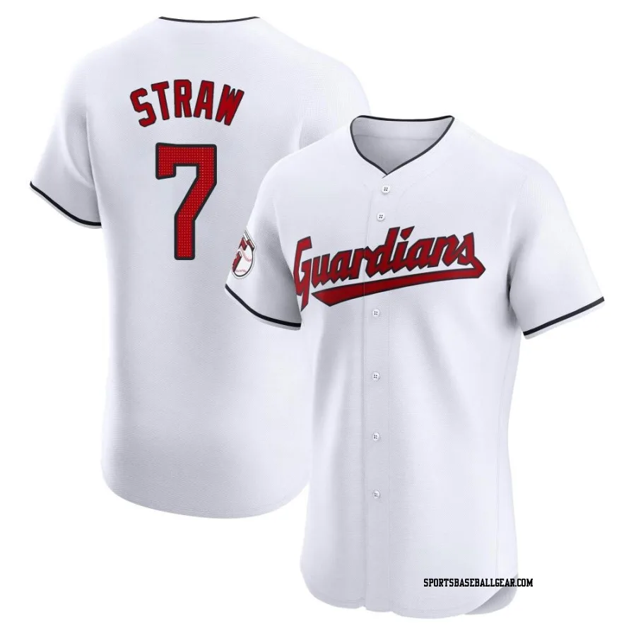 Myles Straw Men's Cleveland Guardians White Elite Home Jersey