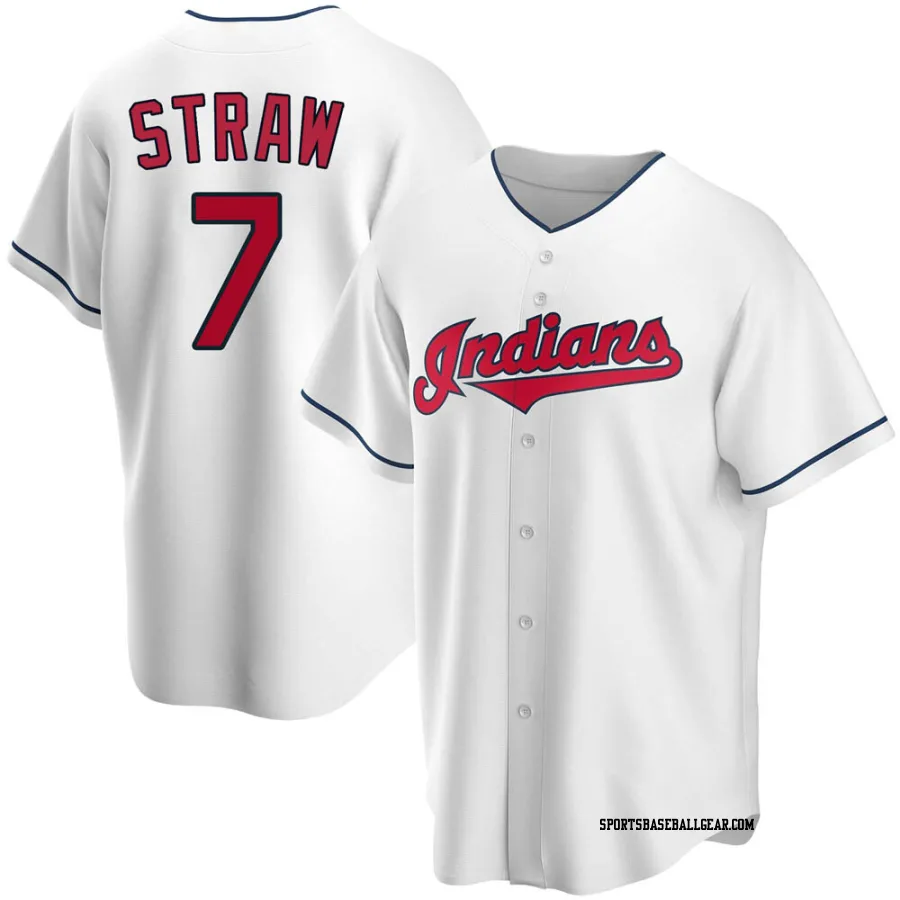 Myles Straw Men's Cleveland Guardians White Replica Home Jersey